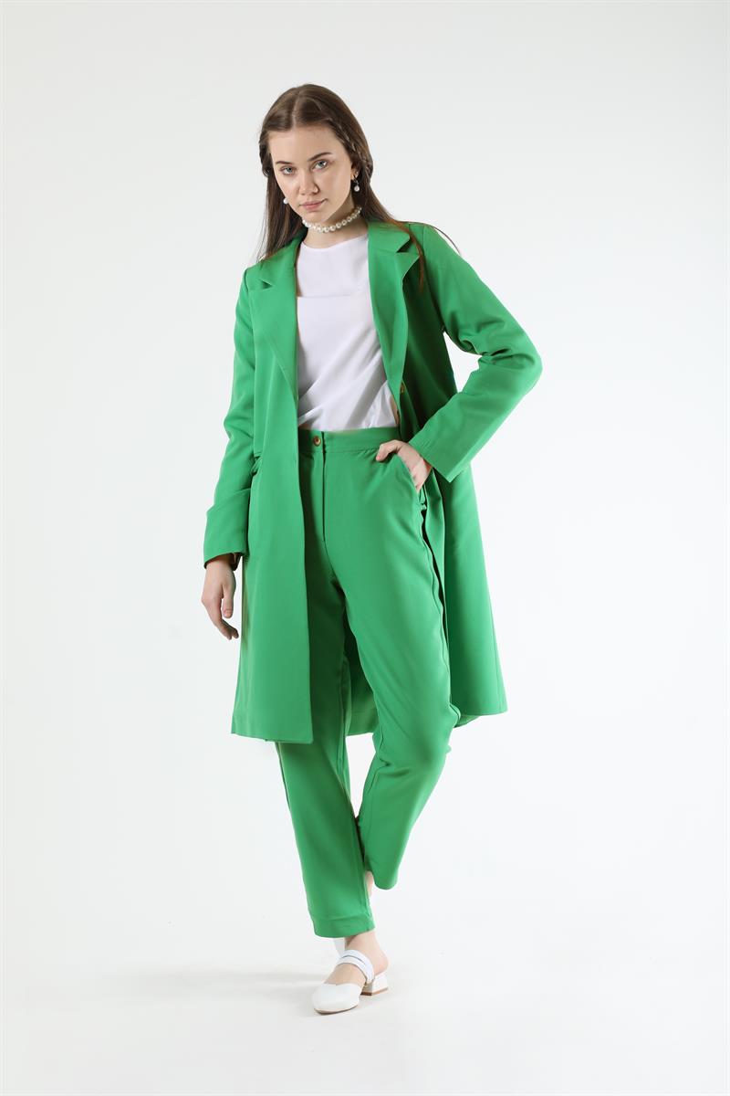 Klasik Blazer Ceket Takım Yeşil