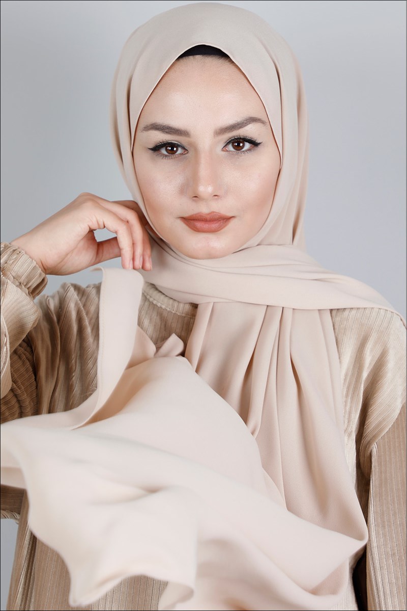 Krep Şifon Fildişi Şal 