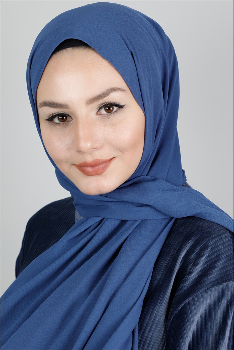 Krep Şifon İndigo Şal 