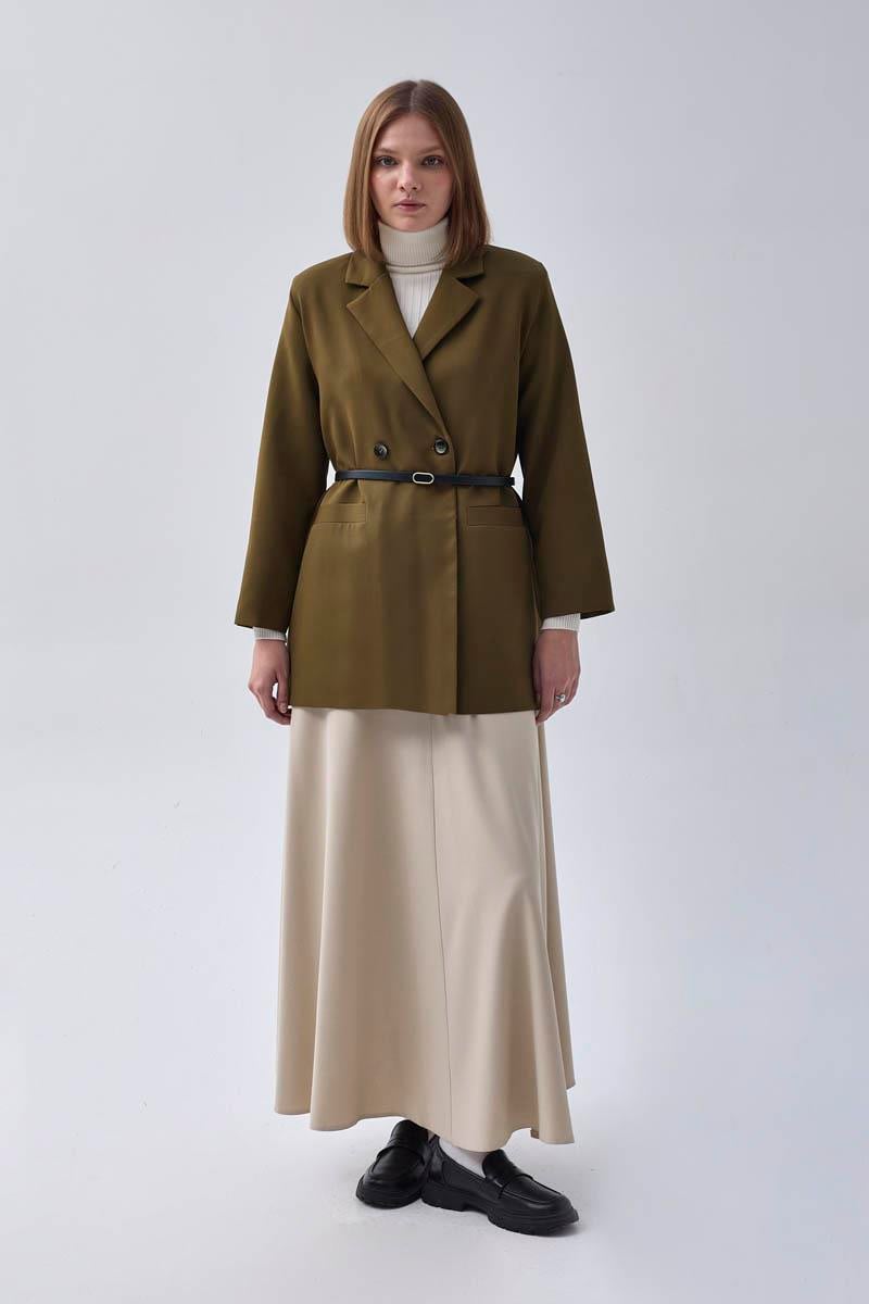 Kruvaze Blazer Ceket Haki