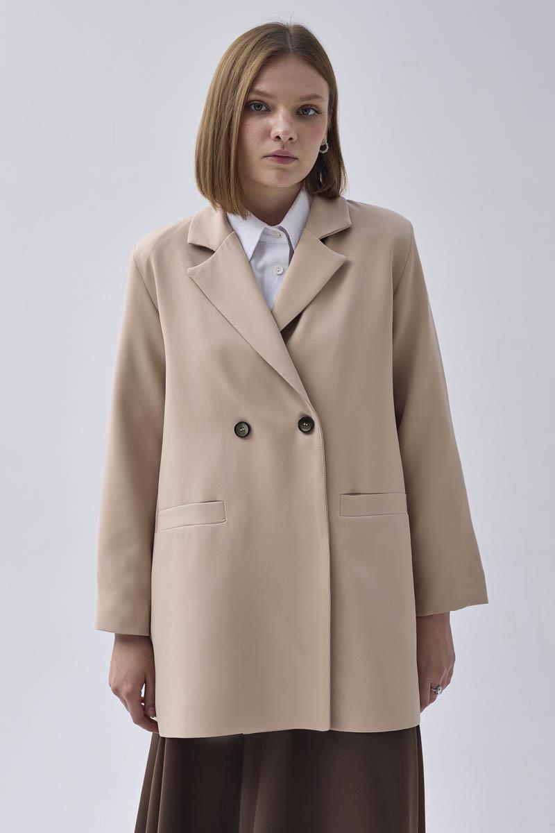 Kruvaze Blazer Ceket Taş