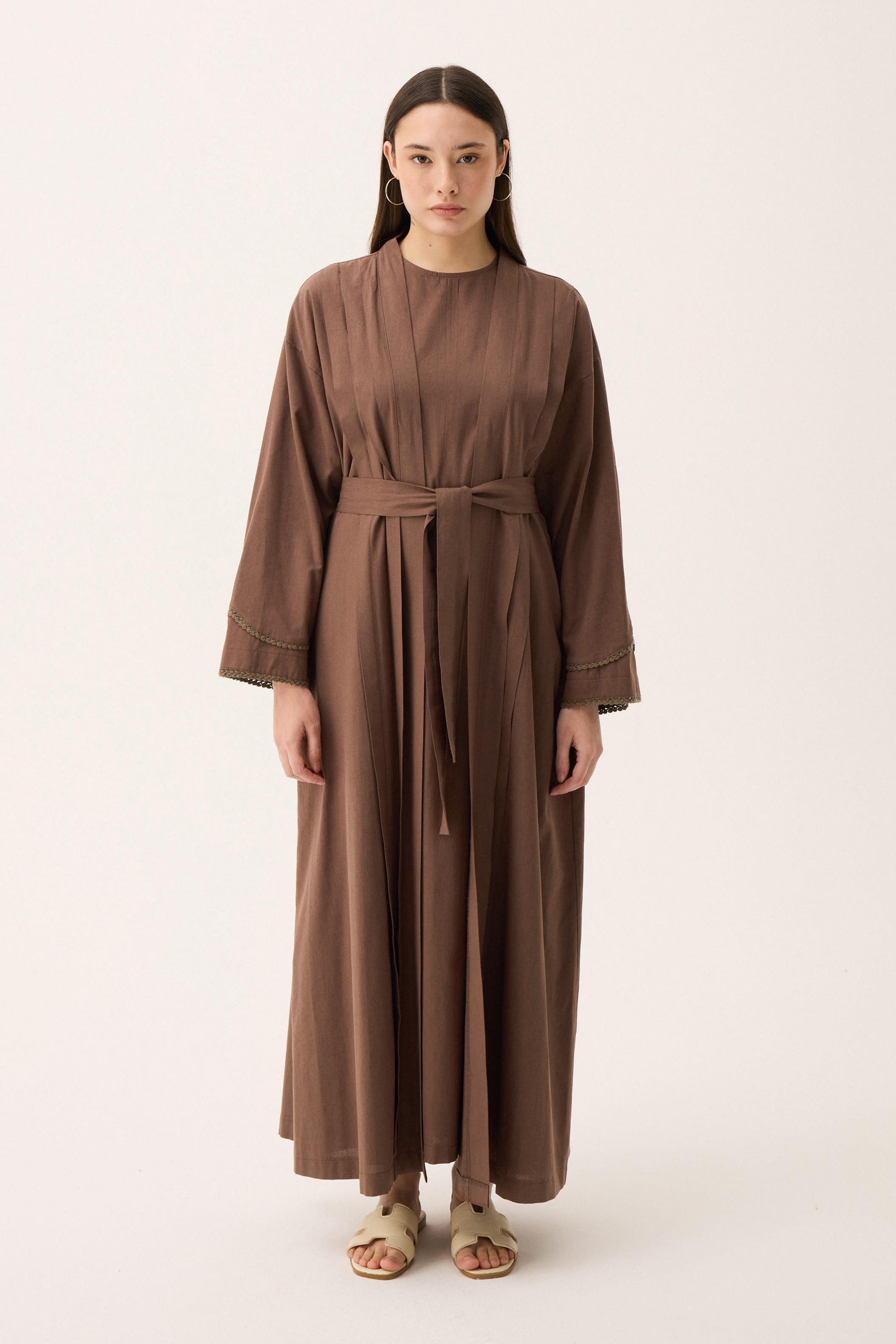 Mayda Abaya Takım Kahverengi