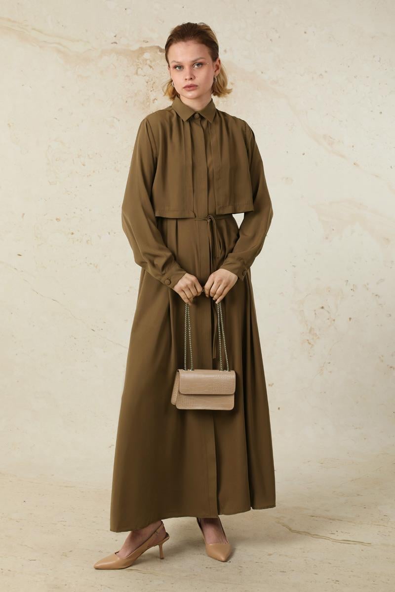 Medine İpeği Elbise  Açık Taba