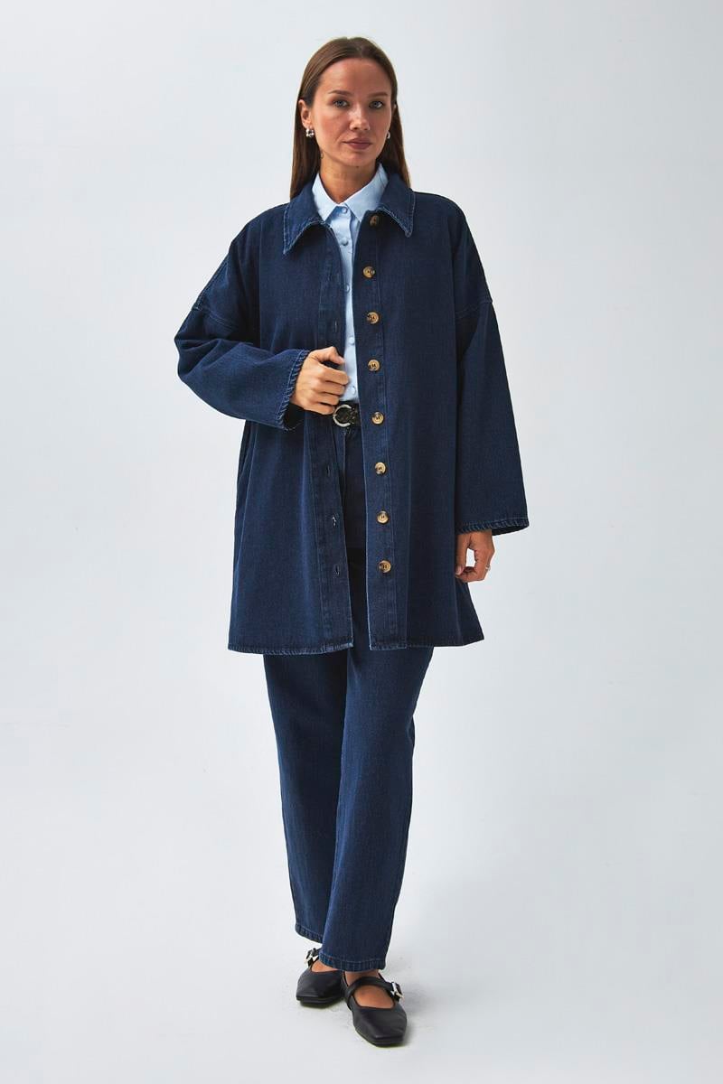 Oversize Denim Gömlek Açık Mavi