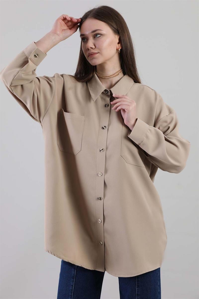 Oversize Gömlek Camel