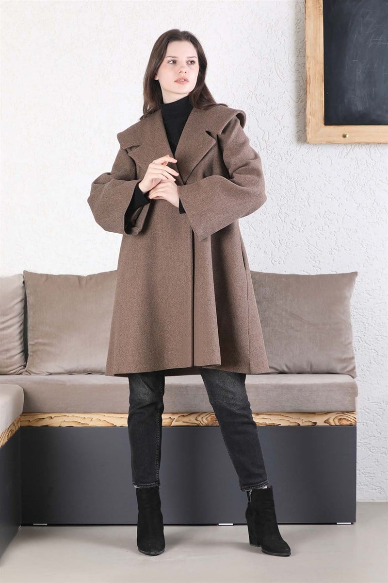 Oversize Kaşe Kaban Toprak