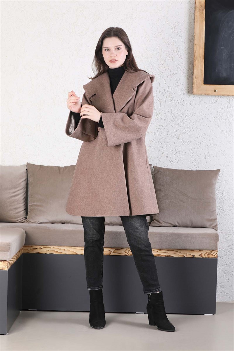 Oversize Kaşe Kaban Vizon
