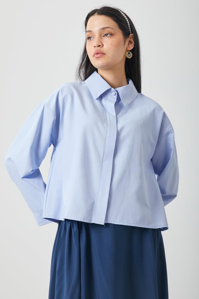 Oversize Kısa Gömlek Bebe Mavisi