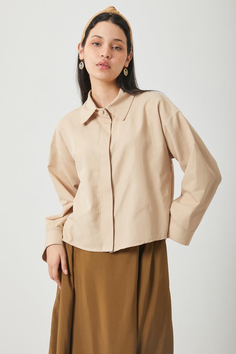 Oversize Kısa Gömlek Camel