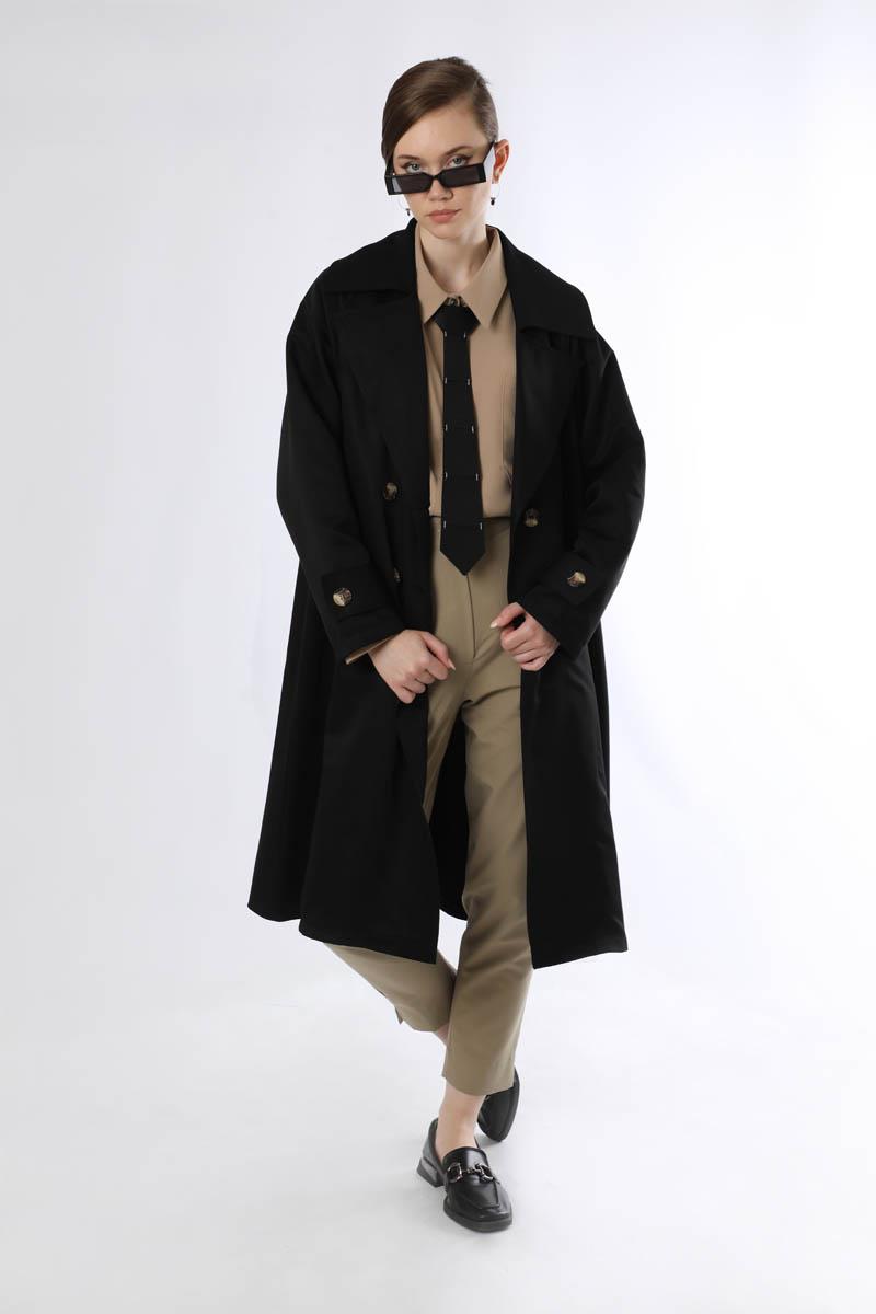 Oversize Trençkot Siyah