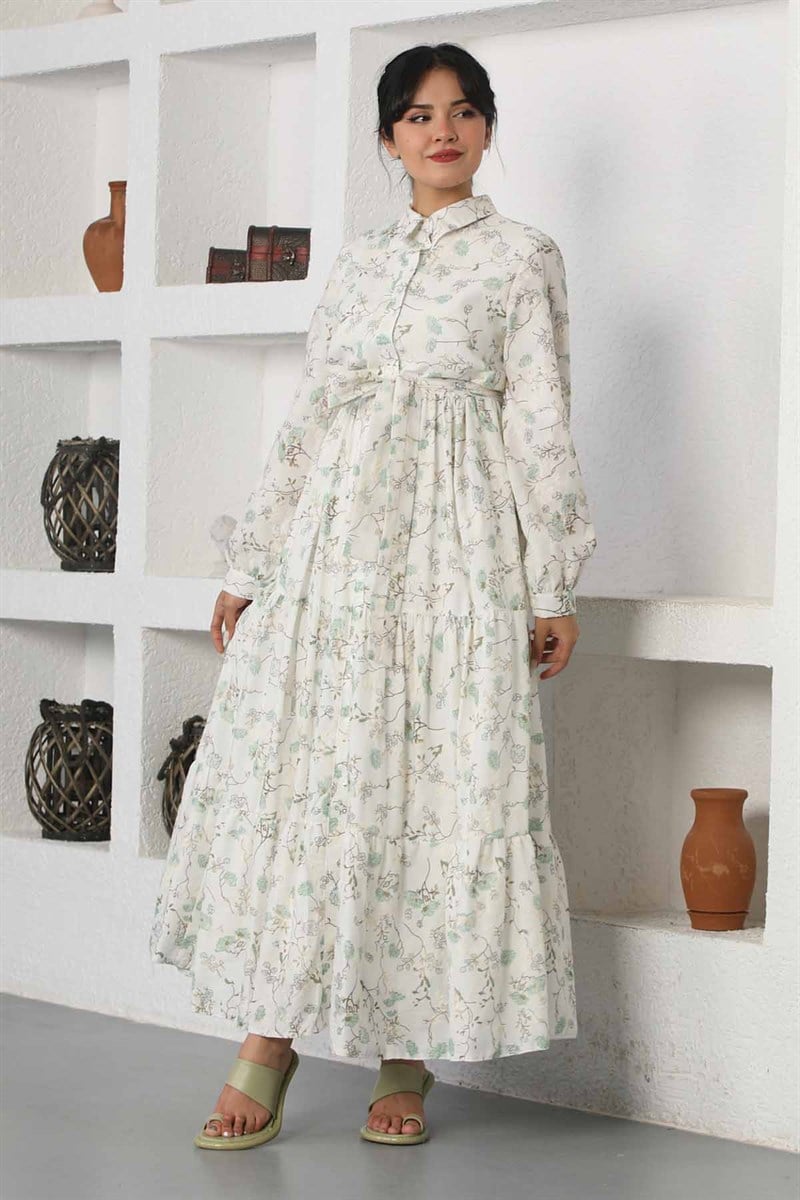 Pamuk Flower Elbise Mint
