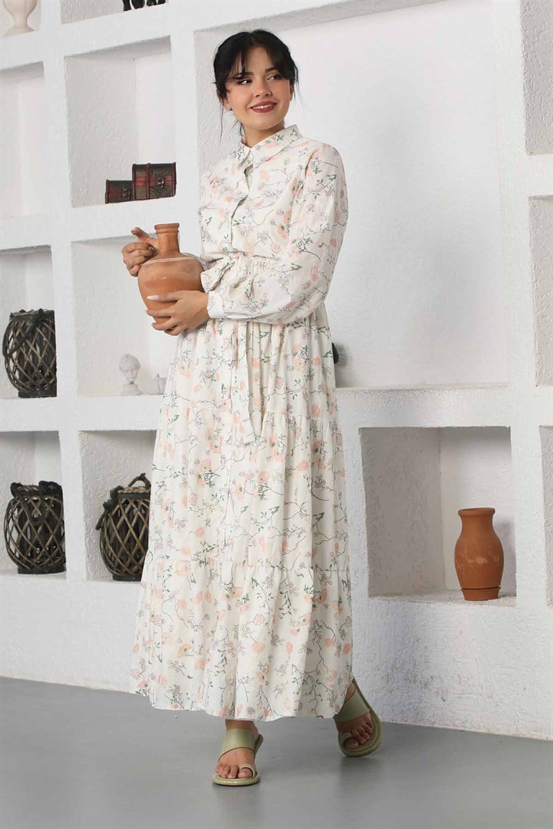 Pamuk Flower Elbise Somon