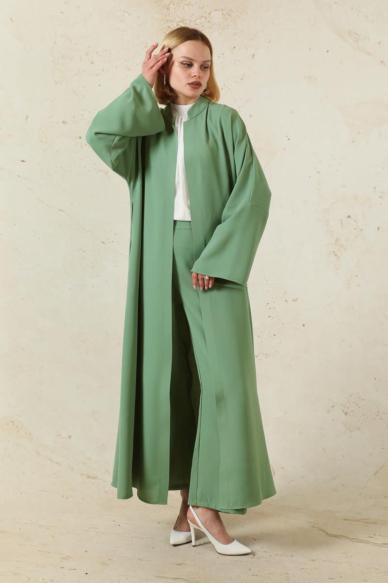 Pantolonlu Abaya Takım Mint
