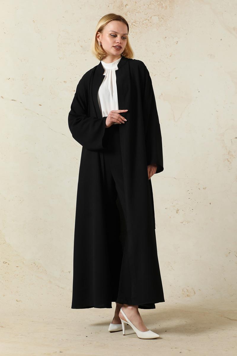 Pantolonlu Abaya Takım Siyah