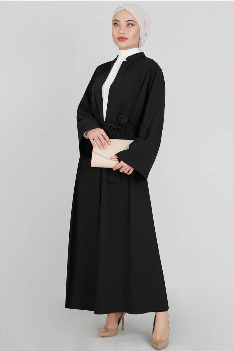 Pantolonlu Abaya Takım Siyah