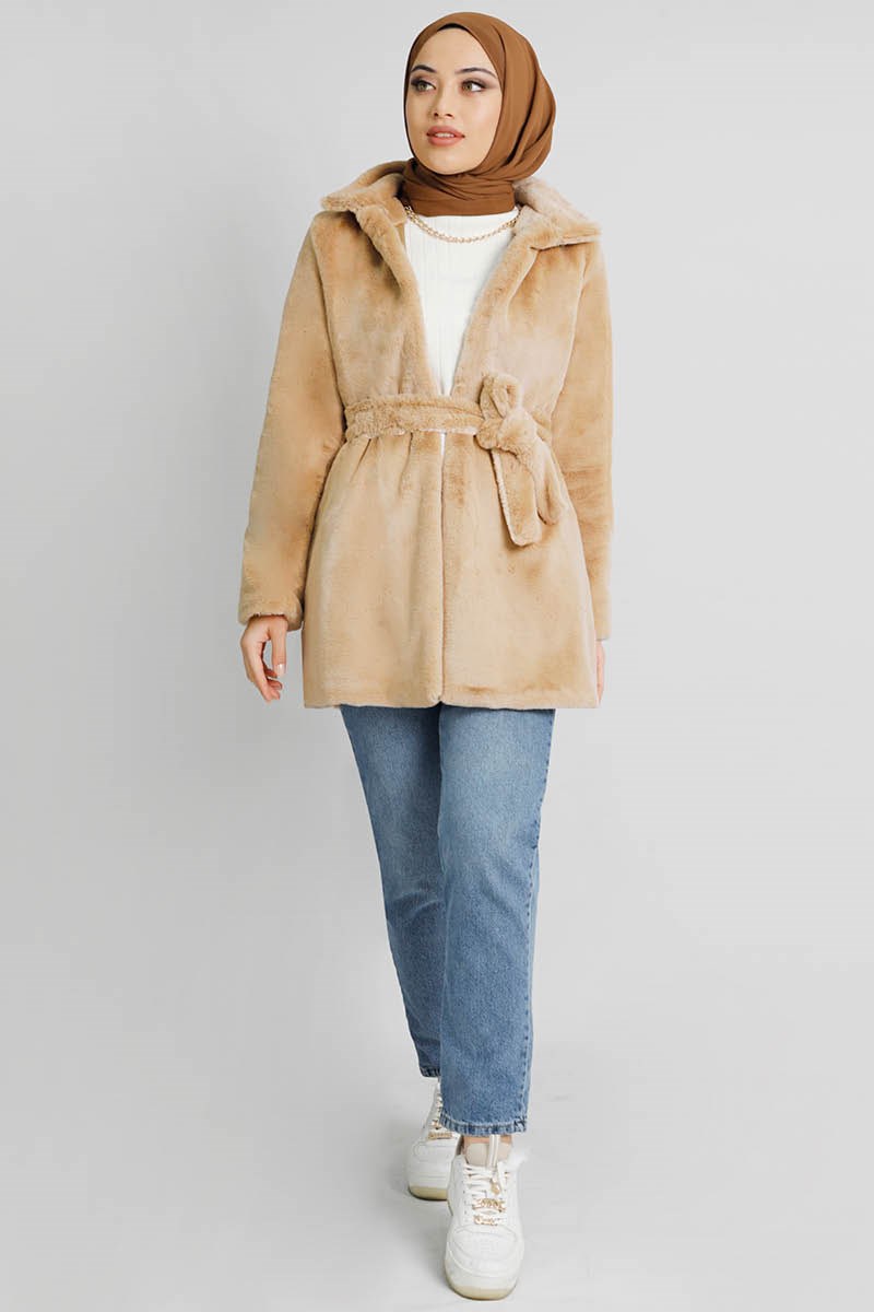 Peluş Ceket Camel