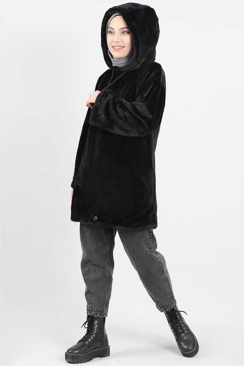 Peluş Sweat Siyah