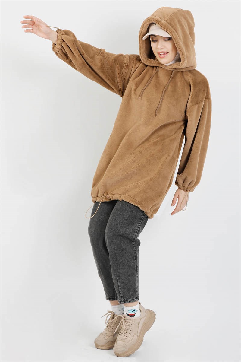 Peluş Sweat Taba