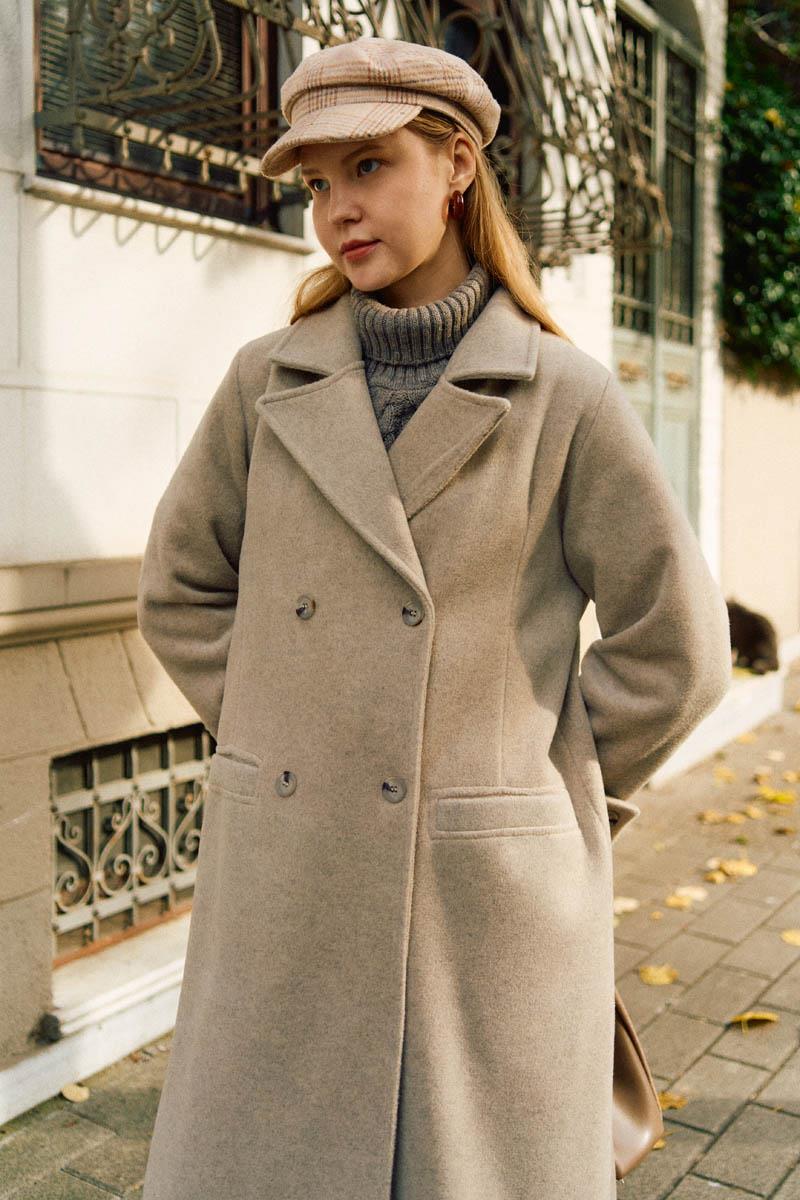 Pens Detaylı Kruvaze Kaban Taş