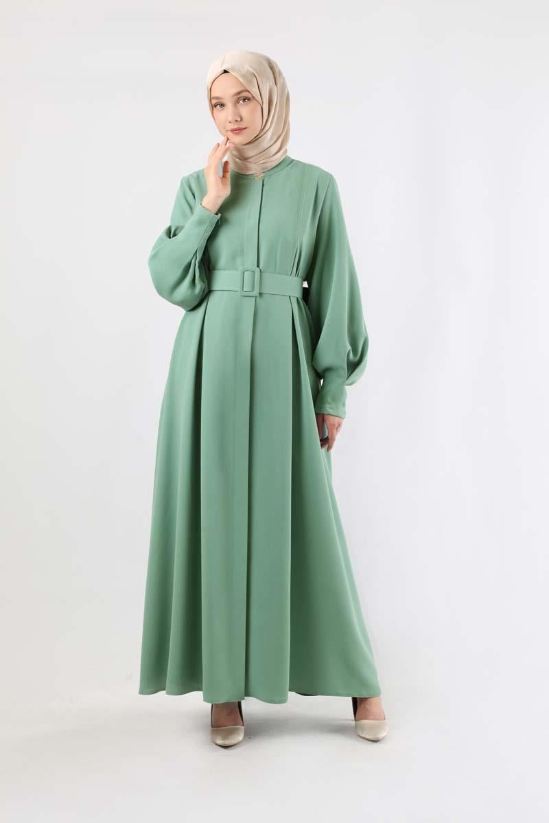 Pile Detaylı Ferace Mint