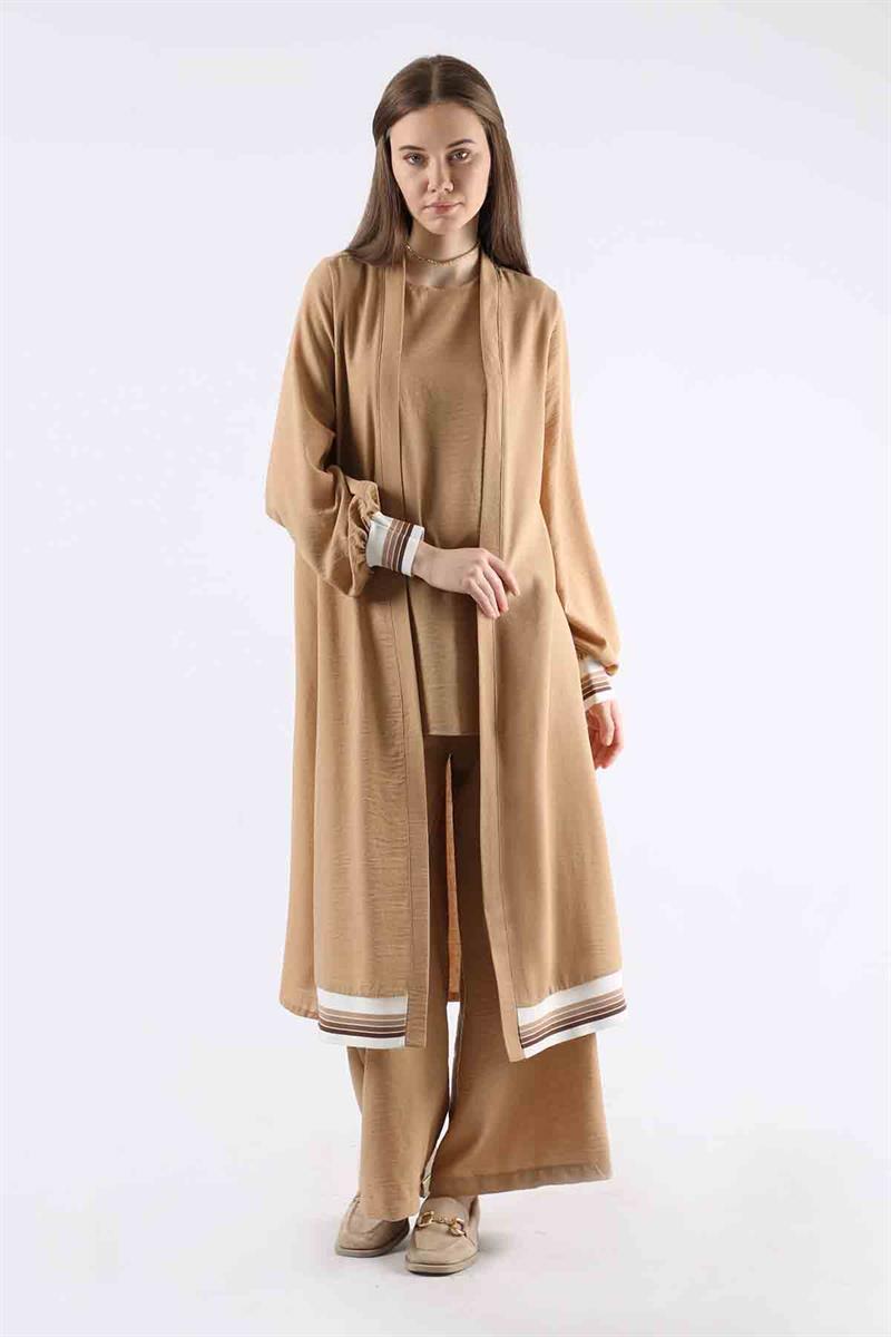 Ribanalı Abaya Takım Camel