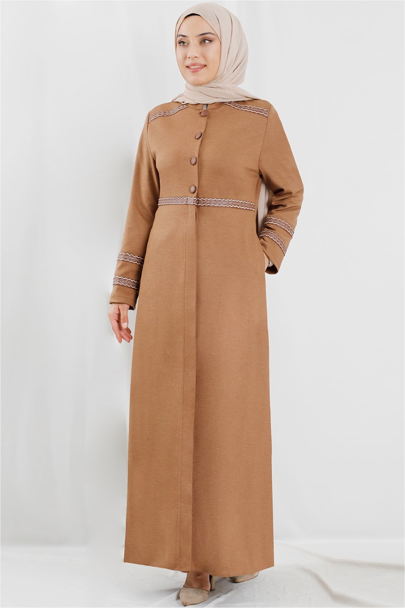 Şerit Detaylı Camel Ferace