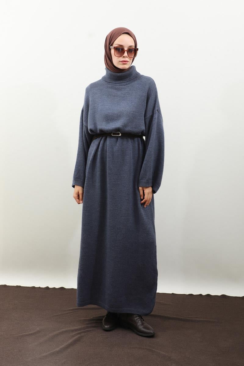 Triko Elbise İndigo