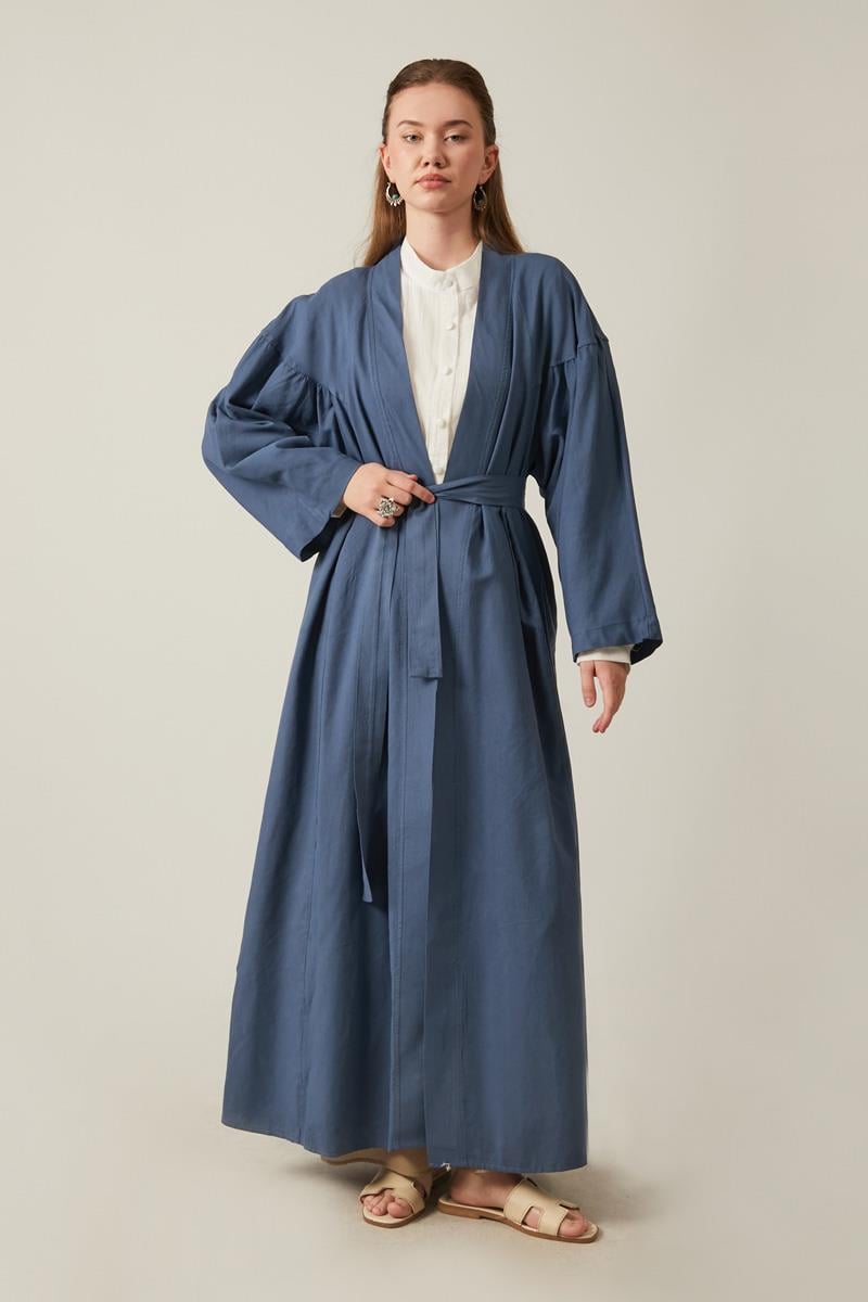 Uzun Keten Kimono İndigo