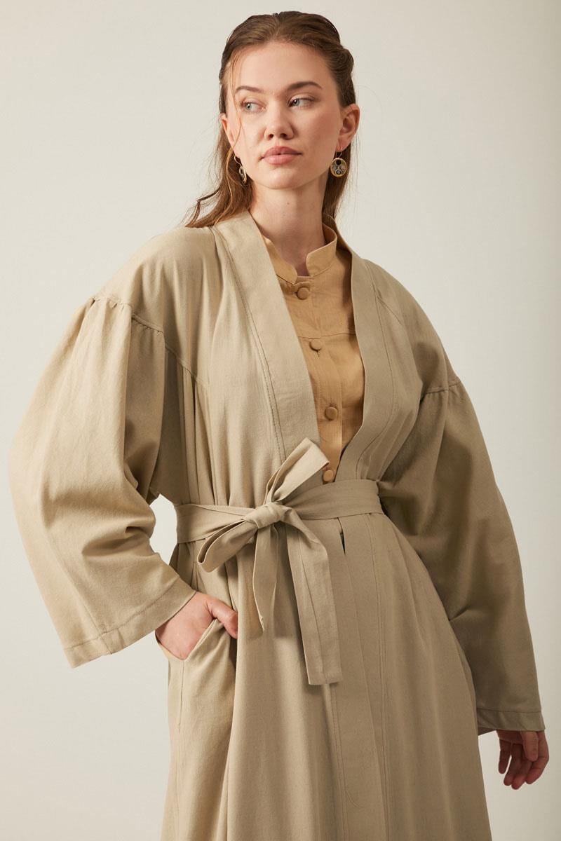 Uzun Keten Kimono Taş