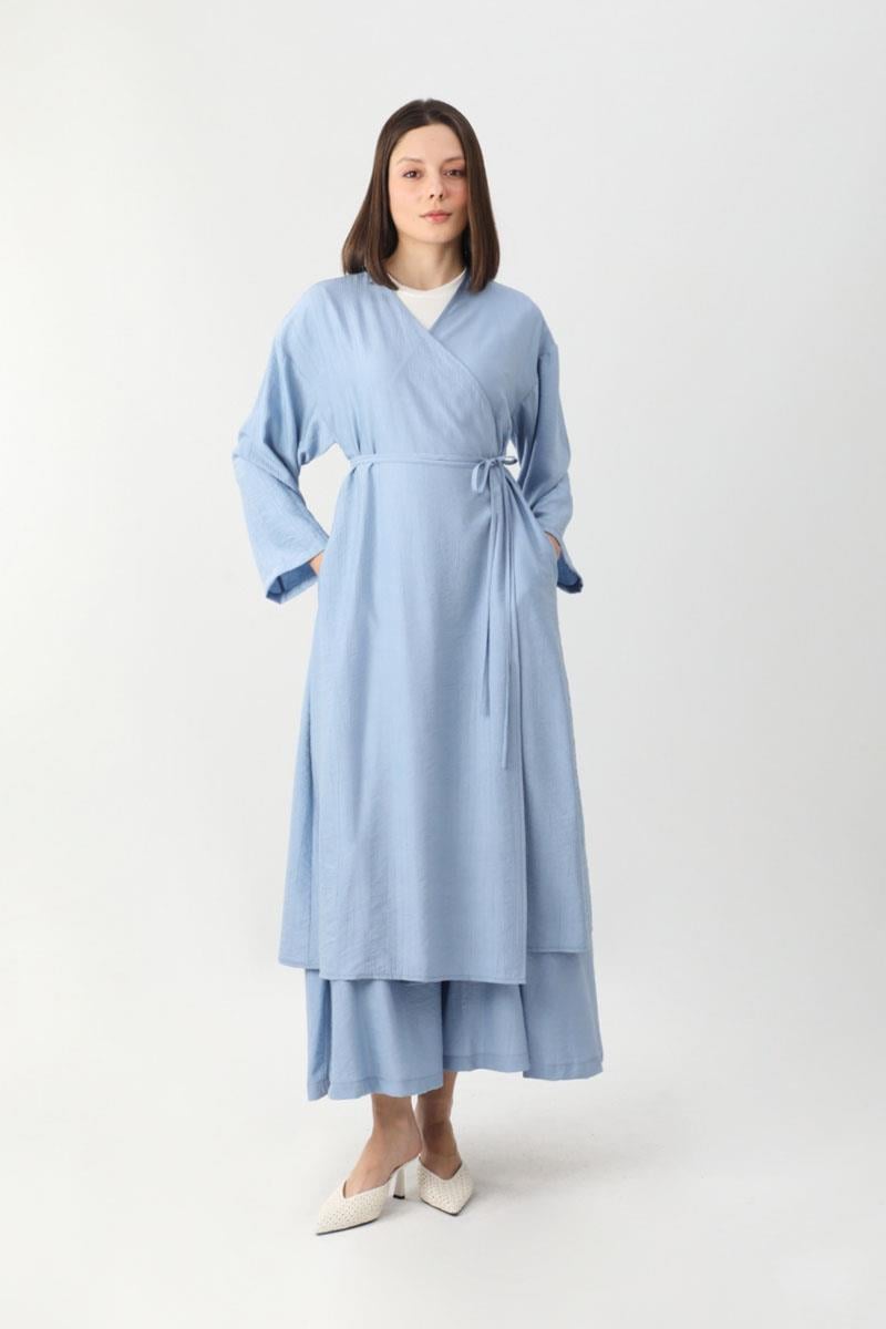 Uzun Kimono Takım Bebe Mavisi