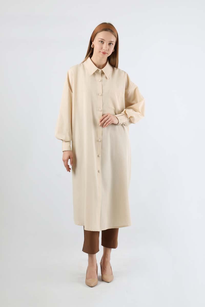 Uzun Tunik Gömlek Krem