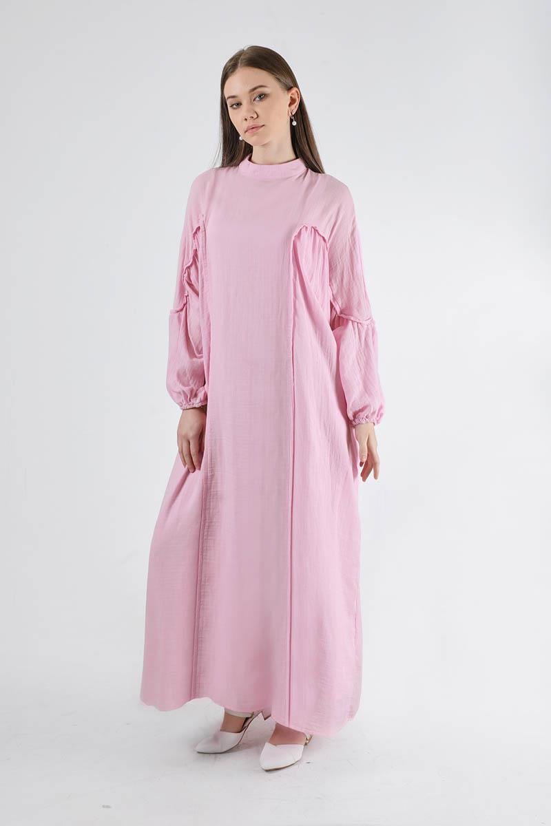 Yarasa Kol Salaş Elbise Pembe
