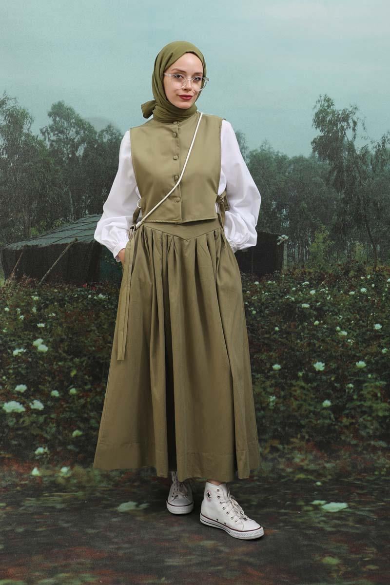 Kloş Keten Etek Haki