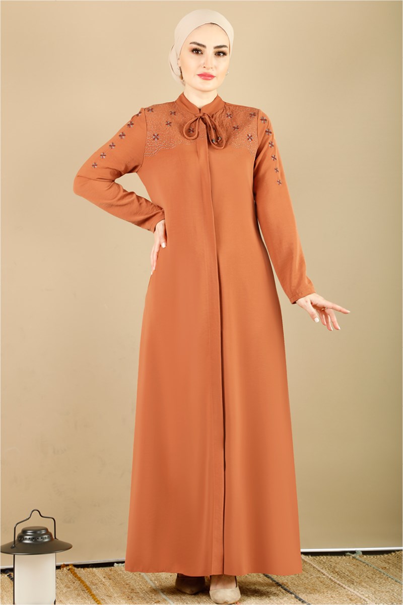 1332 Yonca Nakışlı Kiremit Ferace