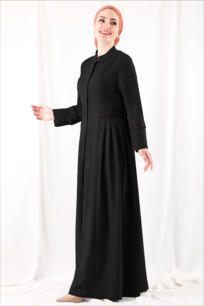 1338 Nervür Siyah Ferace