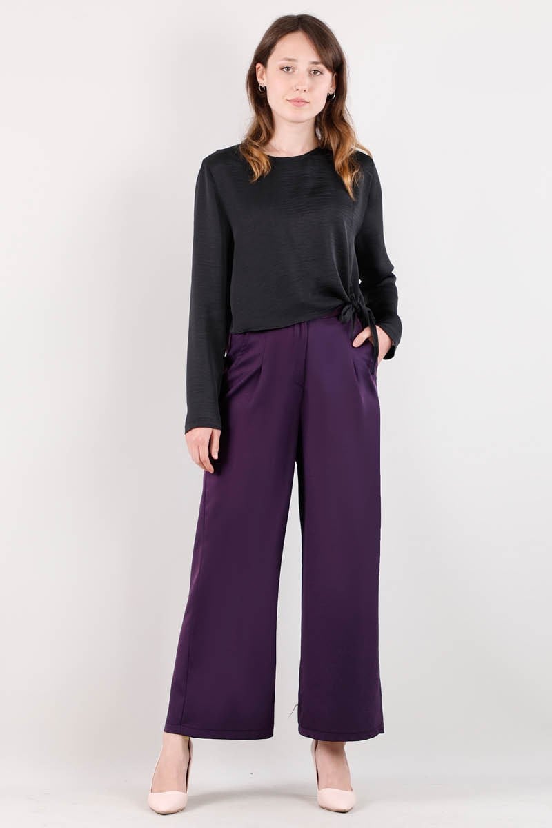1393 Geniş Paça Kumaş Pantolon Mor