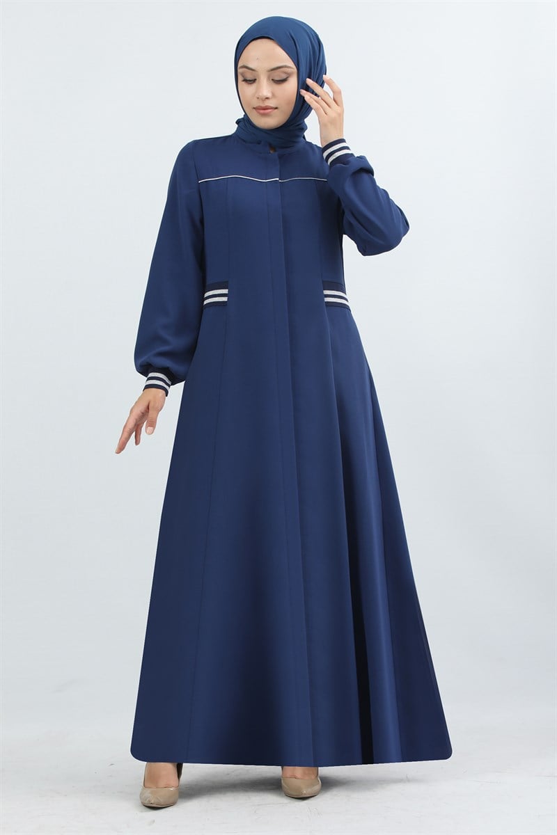 1850 - Bileği Lastik Detaylı Ferace Lacivert