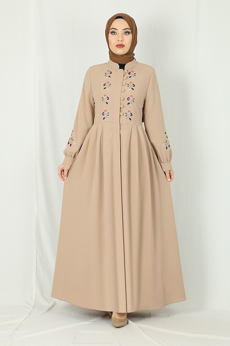 1885 Çiçek Motifli Ferace Bej