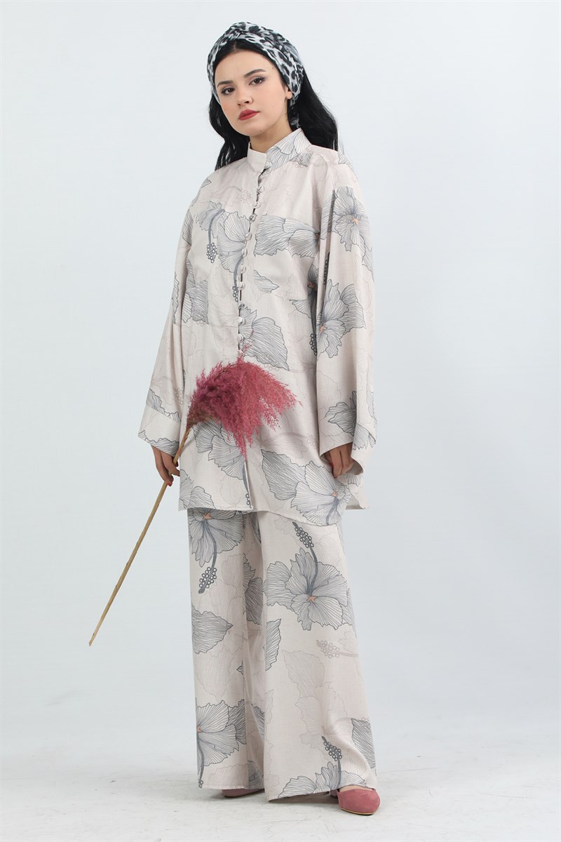 2 Piece Patterned Grey