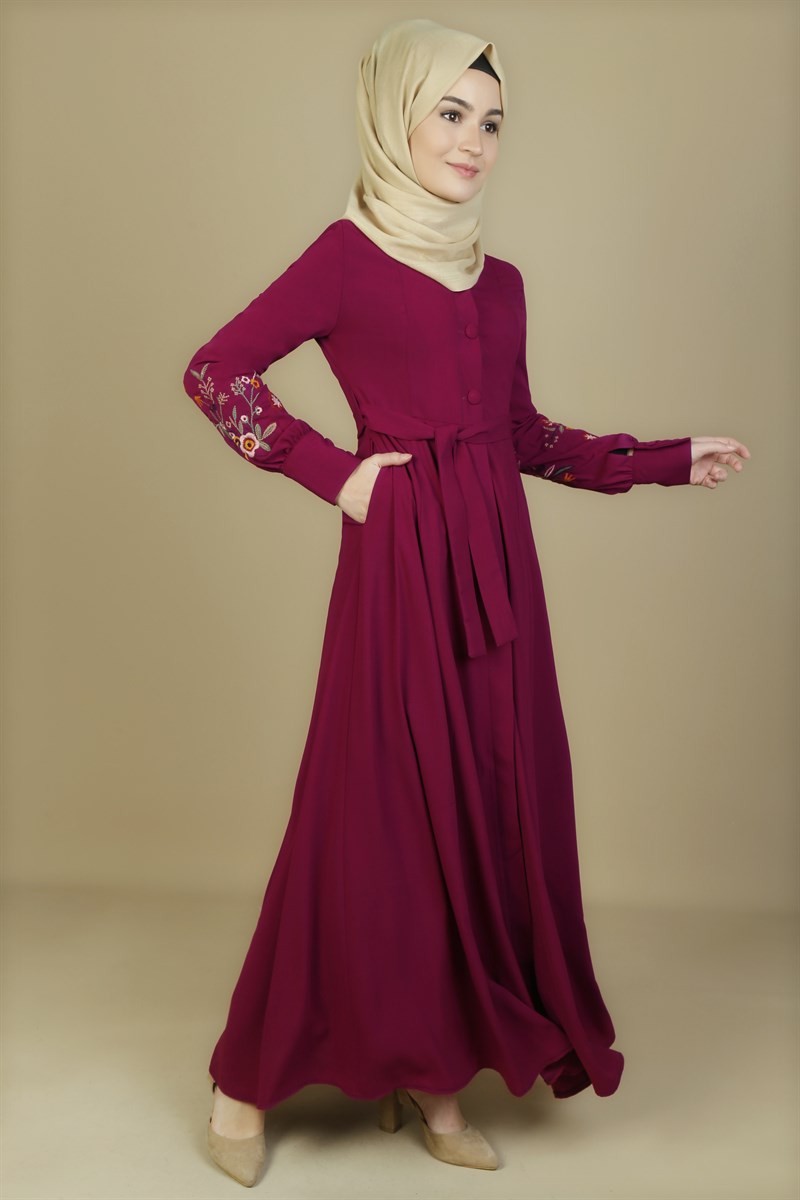Kolları Nakışlı Şarabi Ferace