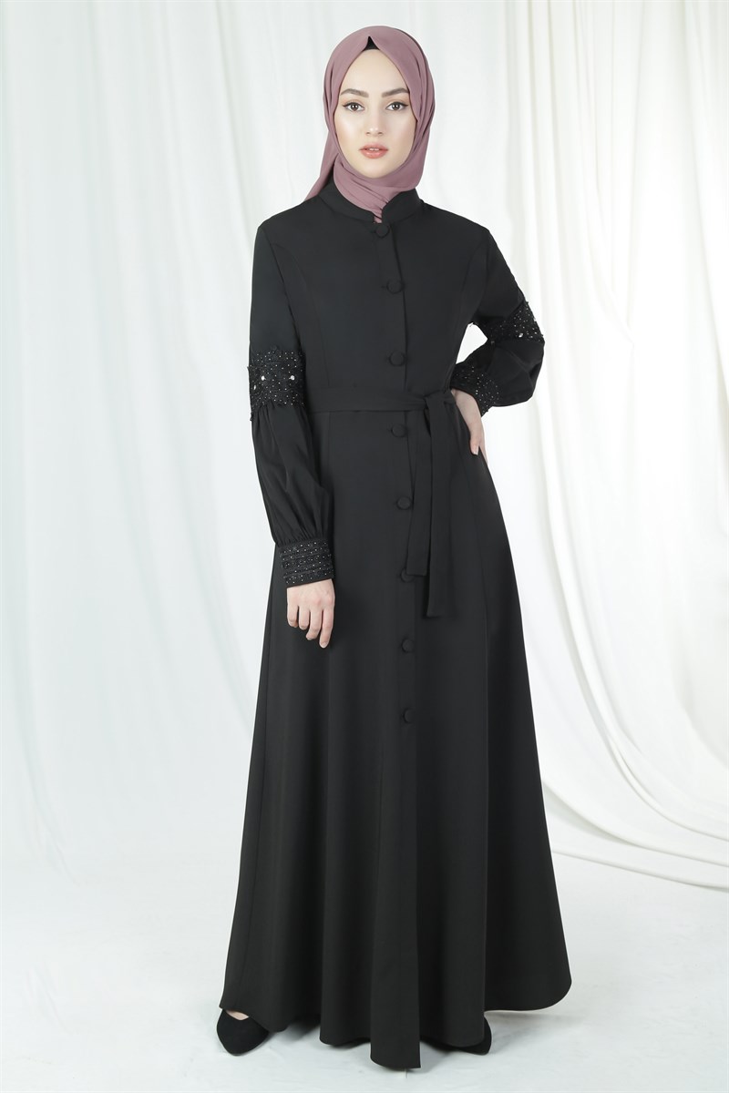3217 Mitis Desenli Siyah Ferace