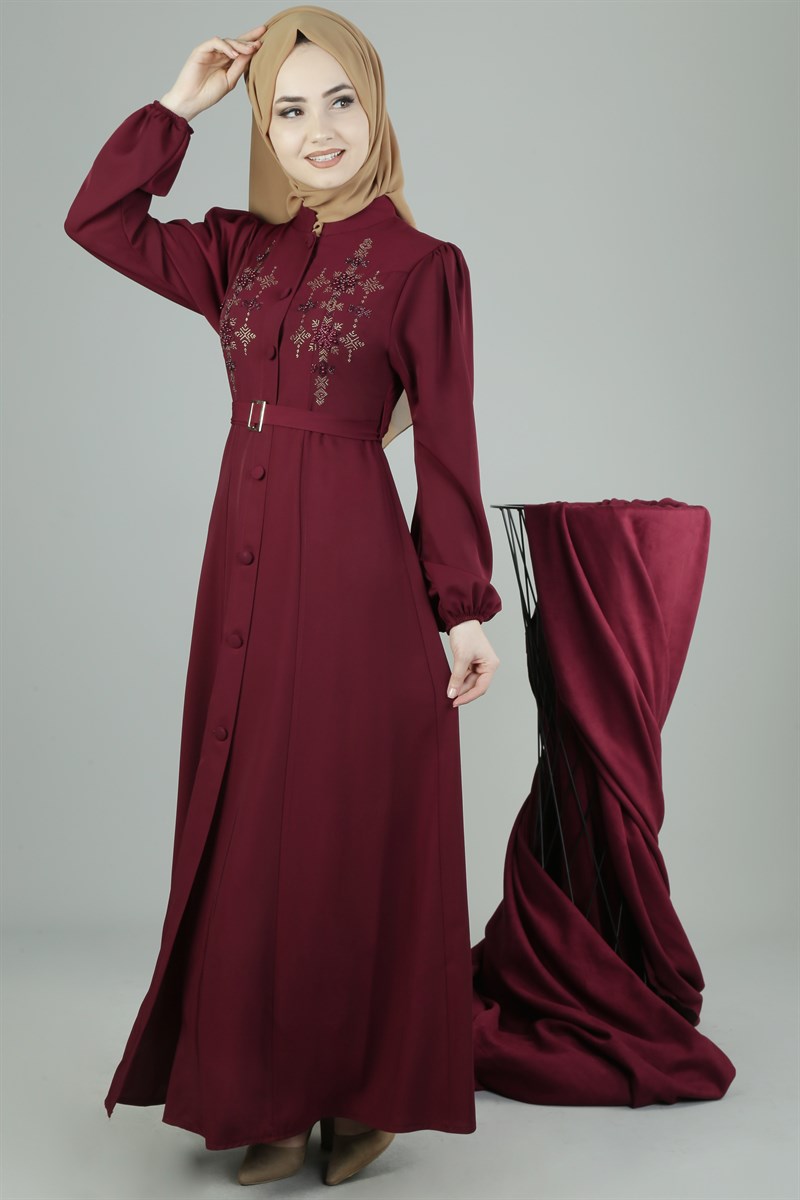 3265 Melodi Desenli Bordo Ferace