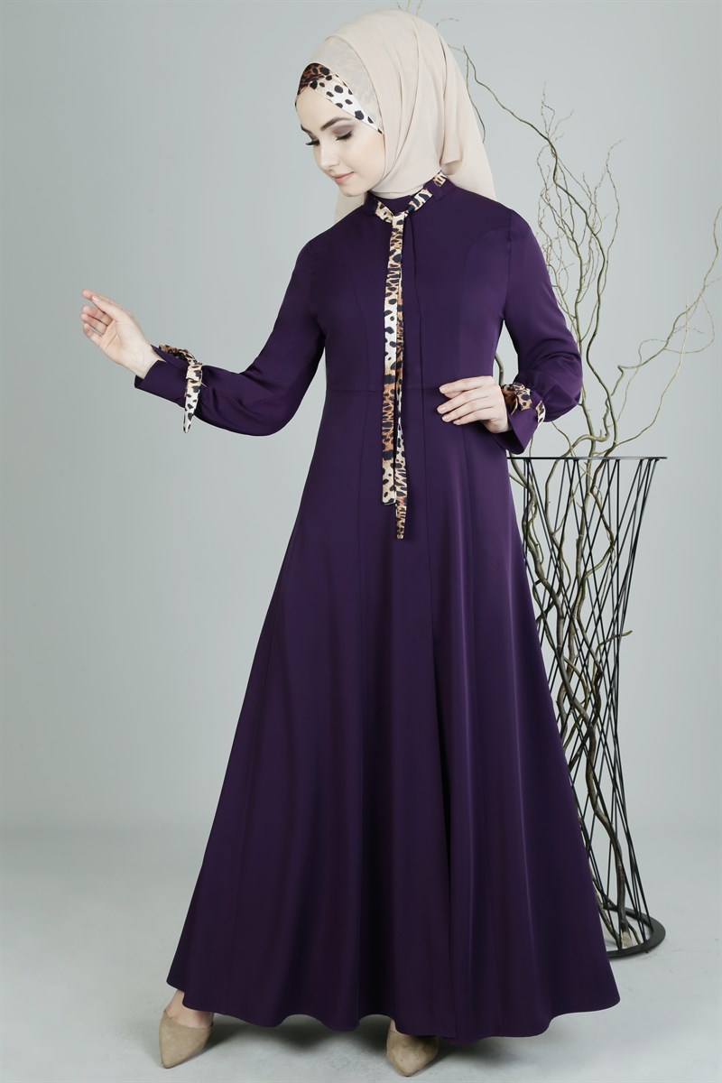 3270 Leopar Desenli Mürdüm Ferace