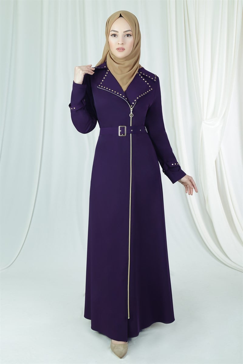 3333 Golden Studed Damson Abaya