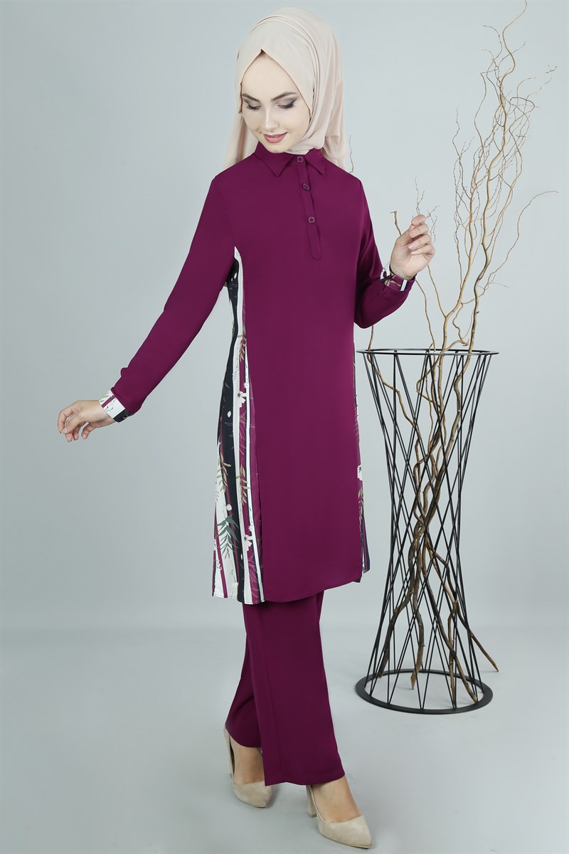 3354 Desenli Mor Takım