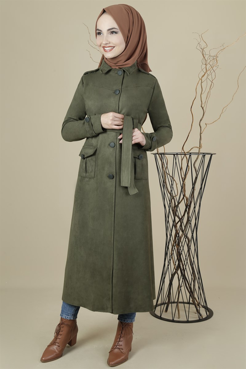 3393 Düğmeli Haki Kap