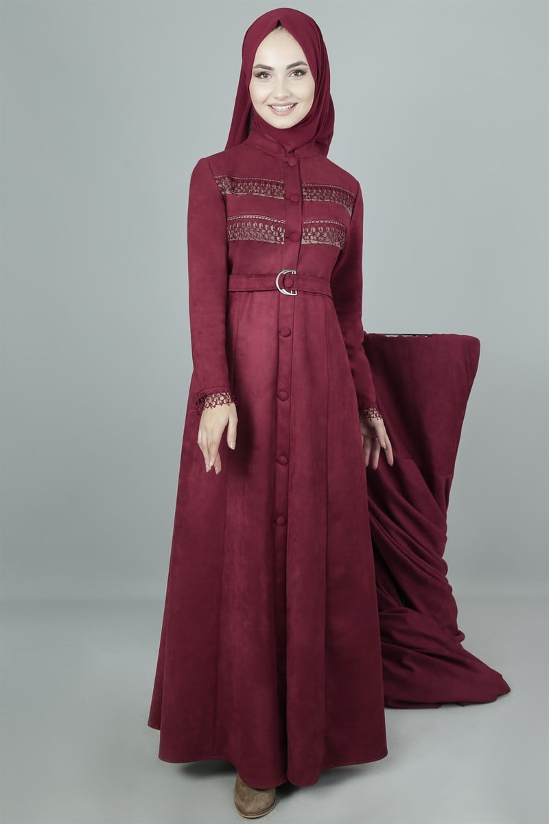 3405 Şerit Dantelli Şarabi Ferace