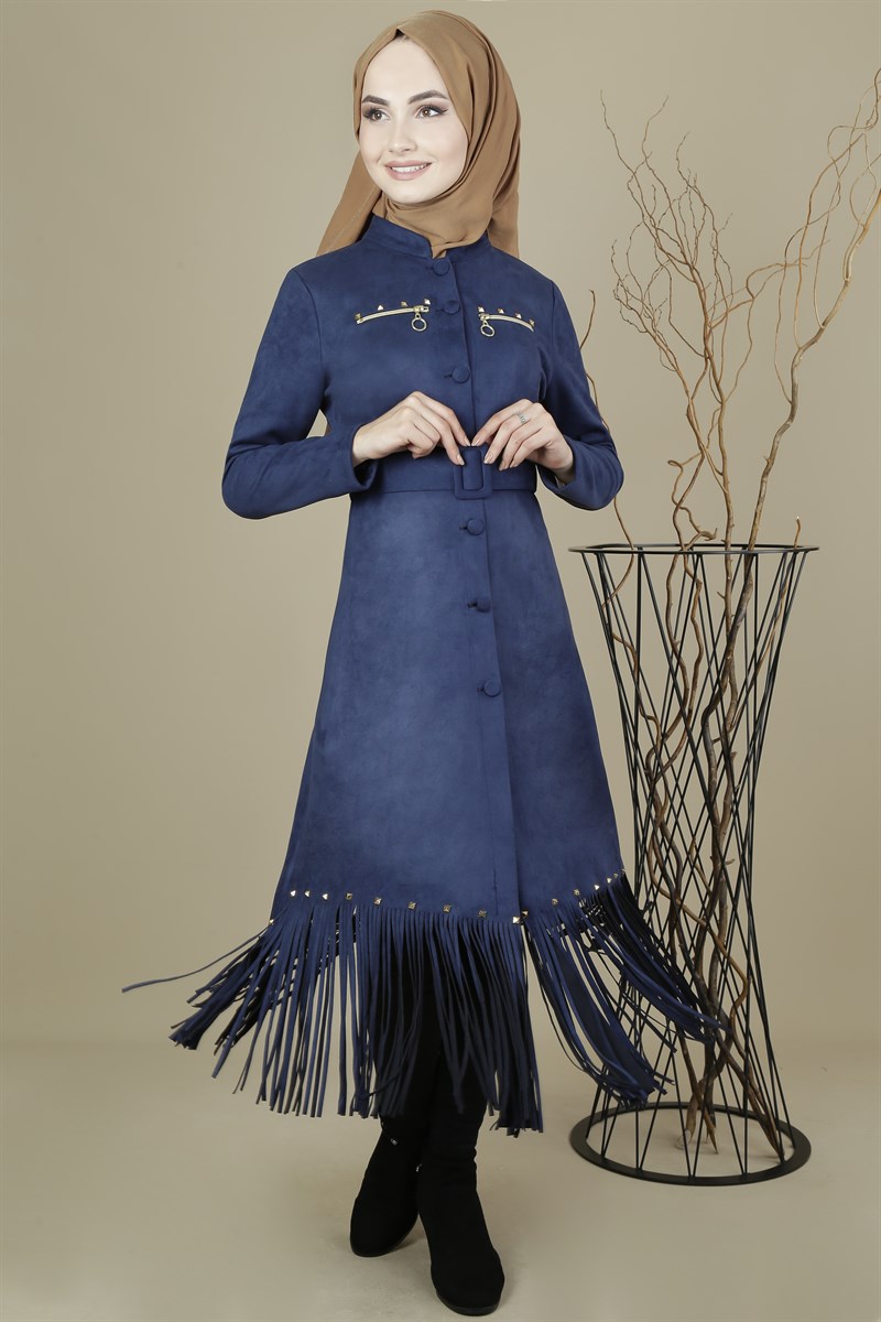 3419 Püsküllü İndigo Kap