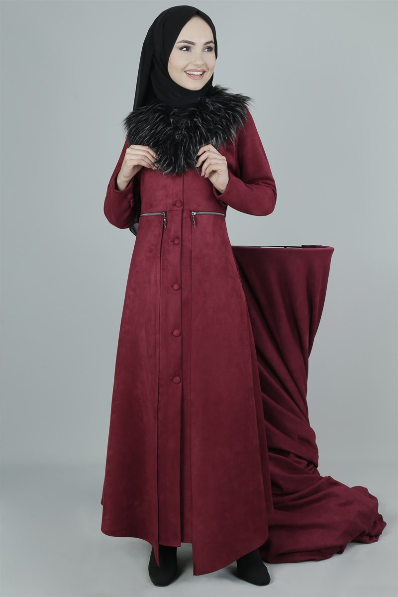 3429 Kürklü Bordo Ferace