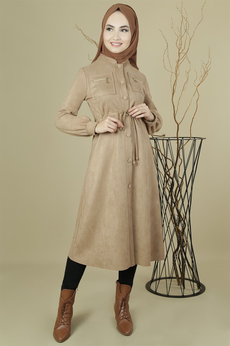 3468 Beli Büzgülü Vizon Kap